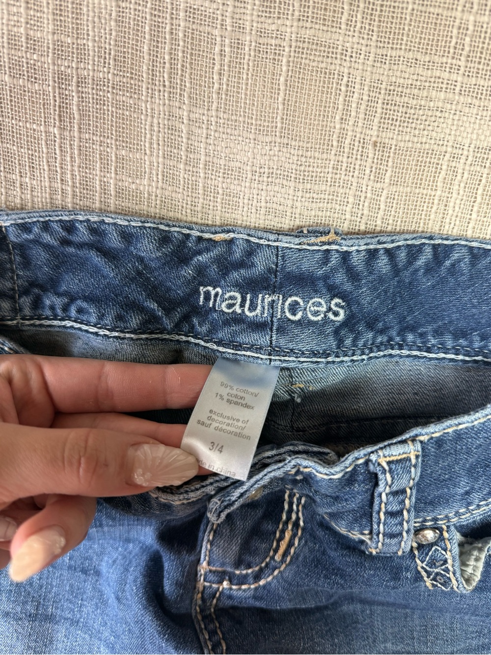 Maurices Low Rise Y2K Embellished Denim Mini Shorts Size 3/4 - Picture 3 of 9